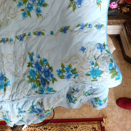 German quilt from 1970 new for double bed, blue
