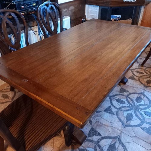 Monastic style dining table used, mahogany, 4 or 6 seats
