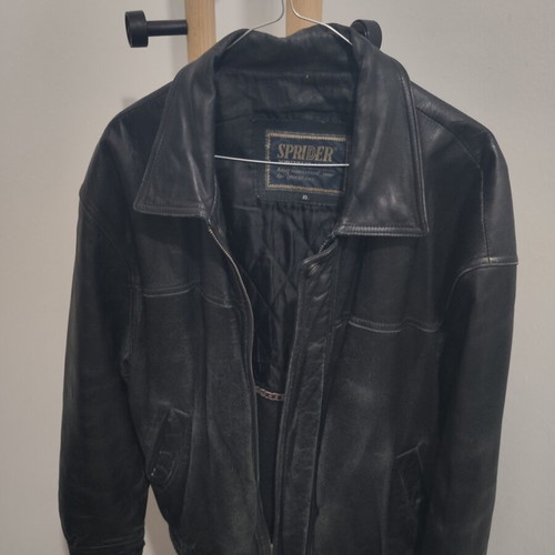 Sprider vintage leather jacket, size XL, black/dark brown