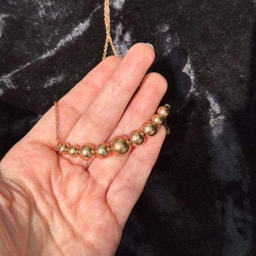 Stainless steel rose gold necklace with zircon and balls new