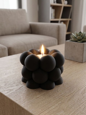 Decorative Candle Holder with 6 Soy Baby Powder and White Musk Candles