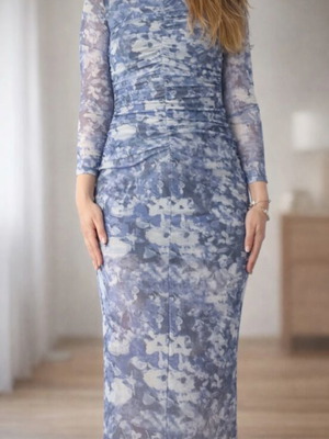 Shein midi dress like new, printed tulle with lining