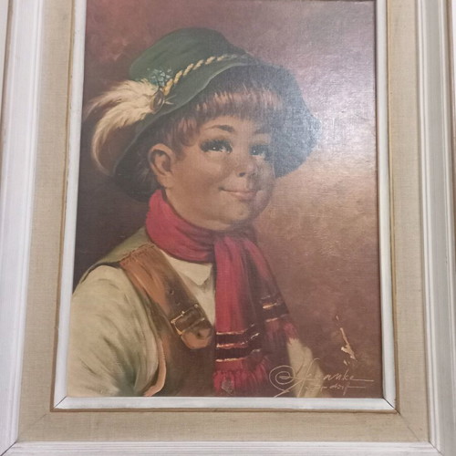 Oil painting framed used with signature