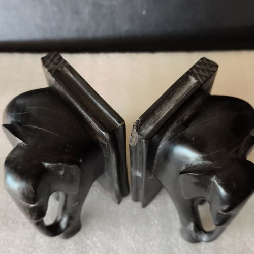 Handmade wooden elephant bookends, antiques