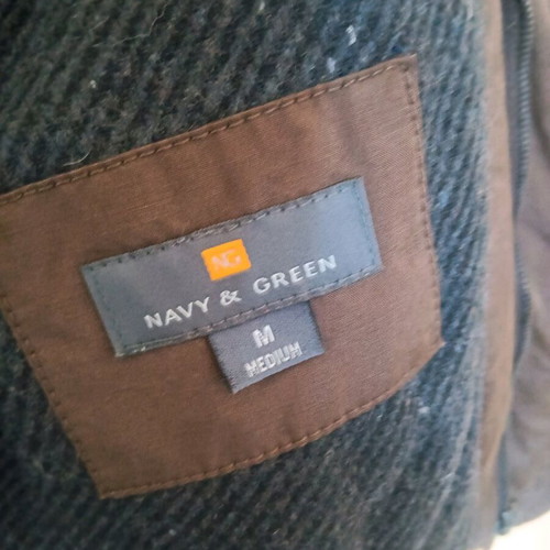 Navy & Green men's jacket medium like new with brown inner pockets