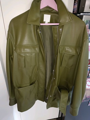 H&M leather jacket new, khaki, small