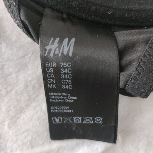 H&M bra used, black with light padding