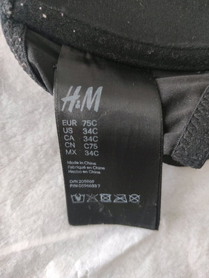 H&M bra used, black with light padding