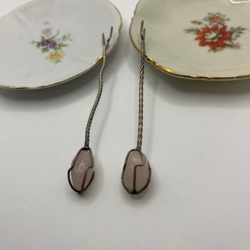 Small plates set with forks used, 2 pieces