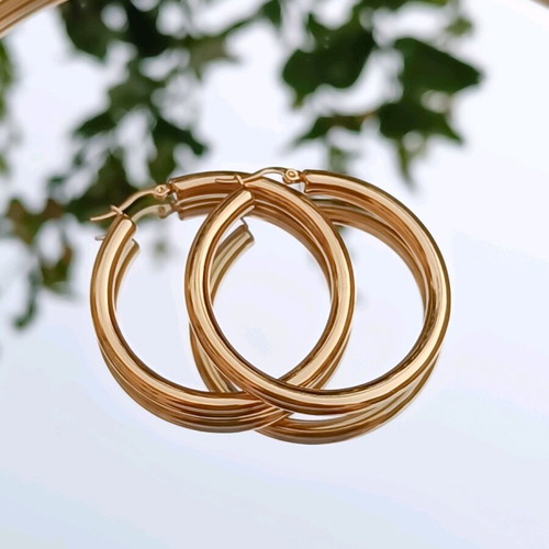 Gold Stainless Steel Hoop Earrings new