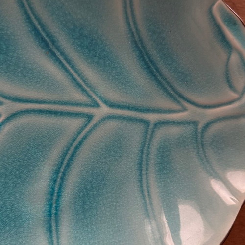 Turquoise ceramic glazed platter like new