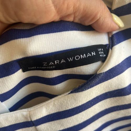 Zara Balloon Dress M/L Used, Blue White Striped
