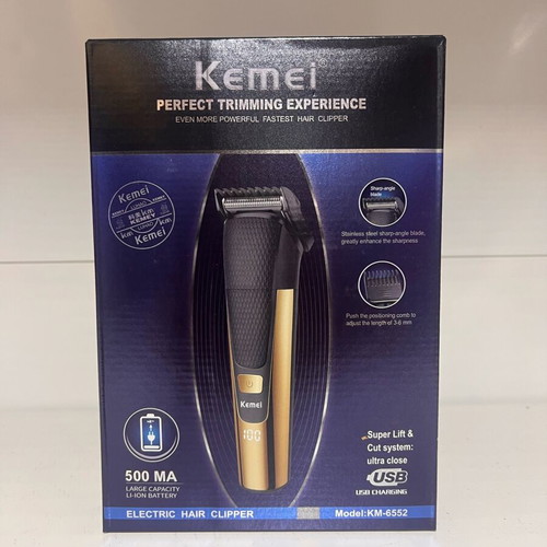 Kemei KM-6552 hair clipper new, gold and black with LCD display