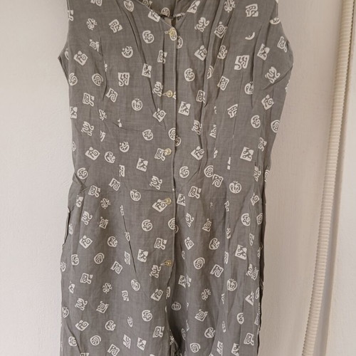 One-piece shorts jumpsuit with straps and buttons, new, size M