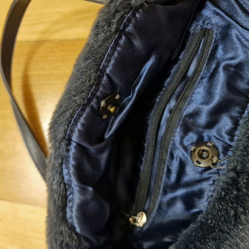 Zara women's furry shoulder bag like new, blue