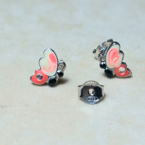 Silver earrings 925° with enamel and 2 small zircons