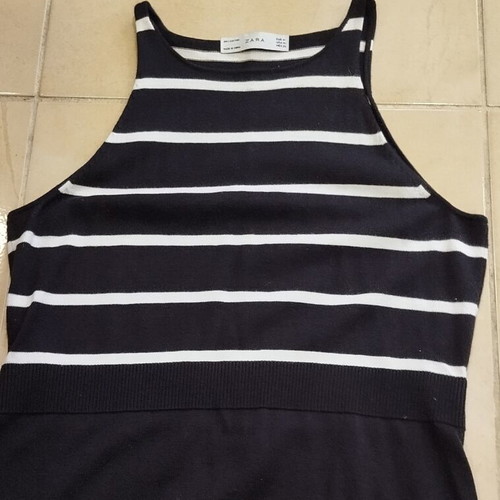 Zara knitted dress striped black and white like new, size M