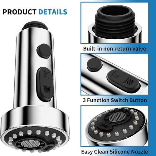 Universal 3-in-1 Kitchen Faucet Aerator with Rotating Shower Head