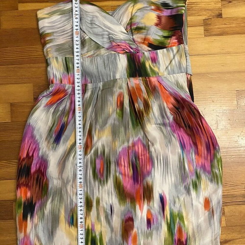 Warehouse medium strapless silk dress used, multicolor