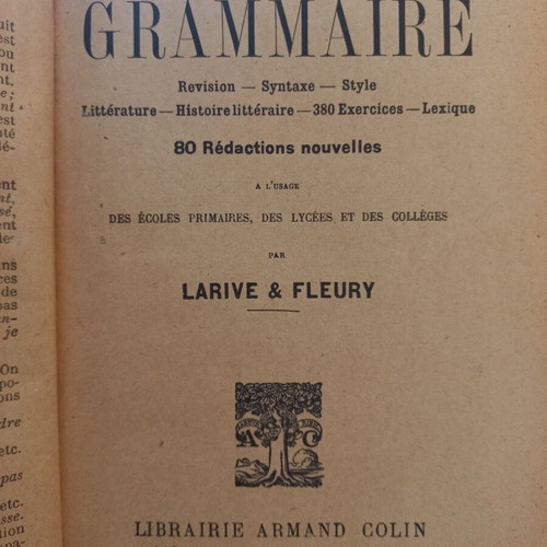 French grammar book used, La Deuxieme annee de Grammaire 1924