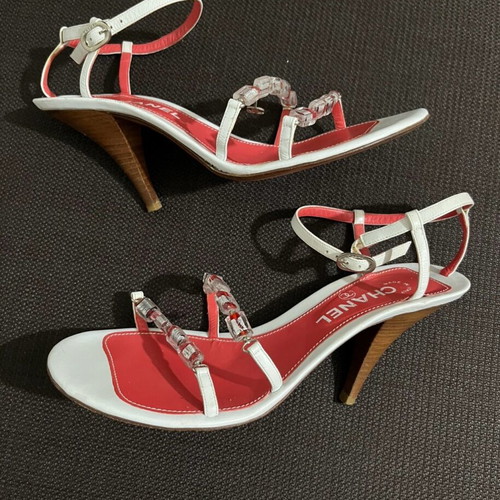Chanel sandals women's size 39 used, white and red