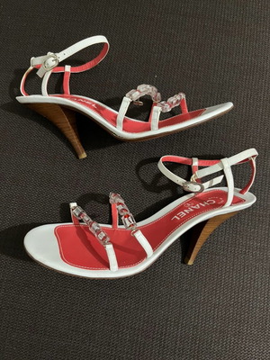 Chanel sandals women's size 39 used, white and red