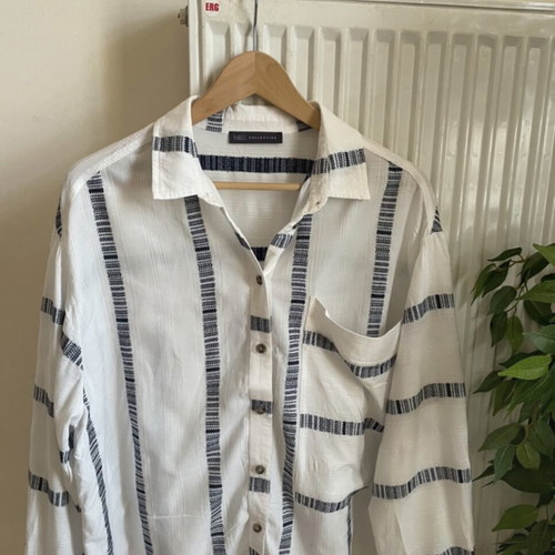 Marks & Spencer women's shirt white with blue stripes size XL