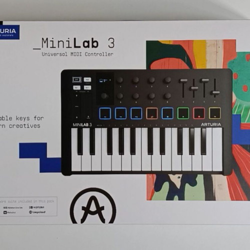 Arturia MiniLab 3 black MIDI keyboard with 25 velocity sensitive slim keys
