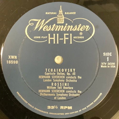 Capriccio Italien vinyl record used, Westminster 1957