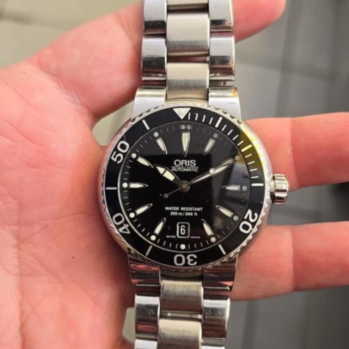 Oris TT1 Divers automatic watch like new, men's, black dial, stainless steel bracelet