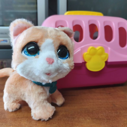 Fur Real Walkalots Peach Kitty Cat used with carrier