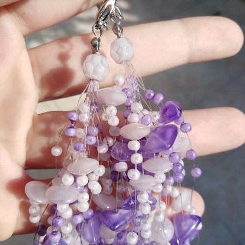 Handmade necklace with purple and white beads