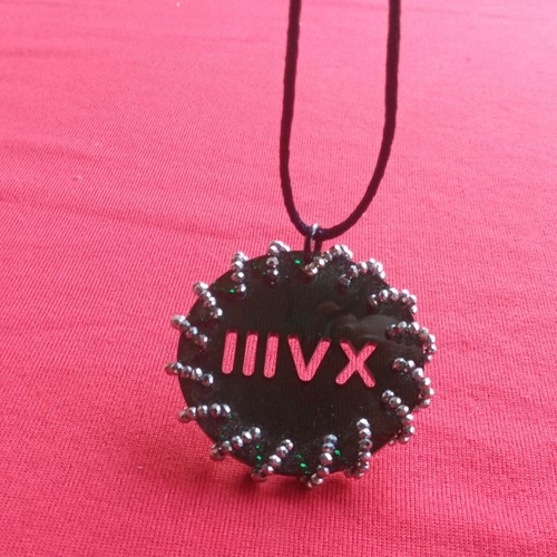 Unisex vintage Space Age plexiglass pendant number 18 like new
