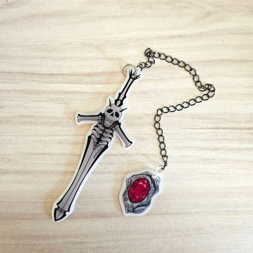Devil May Cry bookmark with Rebellion sword and Dante's pendant made to order
