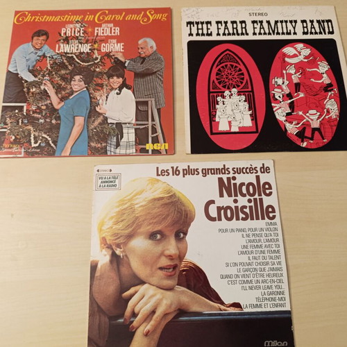 Set of 3 used vinyl records with Nicole Croisille, Christmastime, Farr Family Band