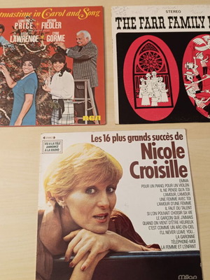 Set of 3 used vinyl records with Nicole Croisille, Christmastime, Farr Family Band