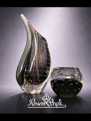Rosenthal Dewdrop vase and votive set like new, handmade glass