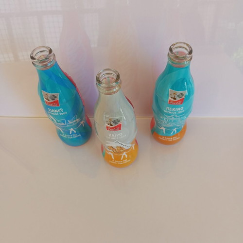Coca-Cola collectible bottles used, Athens 2004 Olympic Torch Relay set of 3