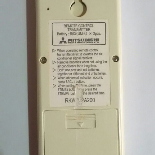 Mitsubishi Heavy Industries Air Conditioner Remote Control RKW502A200 Like New