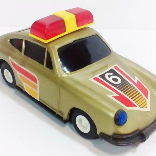 Vintage wind-up toy car used Greek made Vasileiadis Porsche