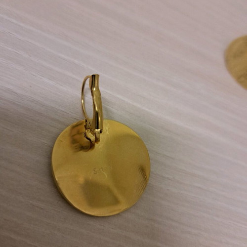Steel earrings new, gold-colored Phaistos disc design