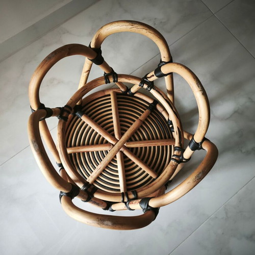 Bamboo stool like new, brown with black details