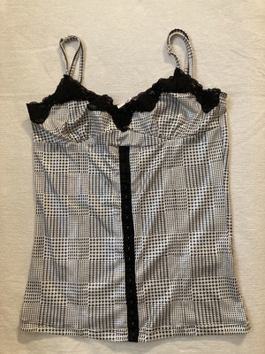 Tom Tailor top with thin straps like new, black and white, size M