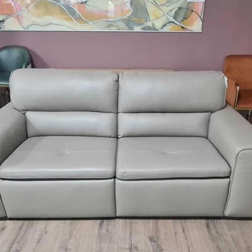 Cubo three-seater sofa new, beige, Italian natural leather with relax mechanism
