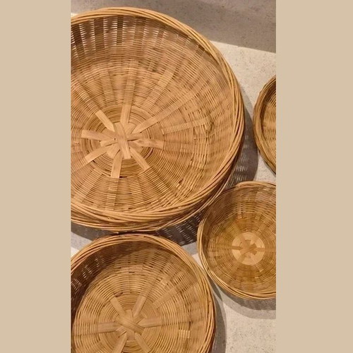 Wicker Storage Baskets Set of 3 with Lids, Like New, Round Boho