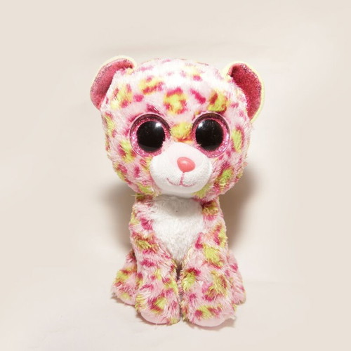 Ty Beanie Boos pink leopard cat plush used with rhinestones