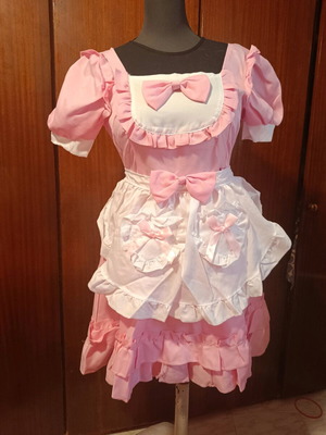 Φόρεμα Pink Maid μέγεθος Asian M και ποδιά, καινούργιο