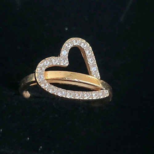 Gold ring 14 carat used, 585 gold with zircon, size 57 or 17
