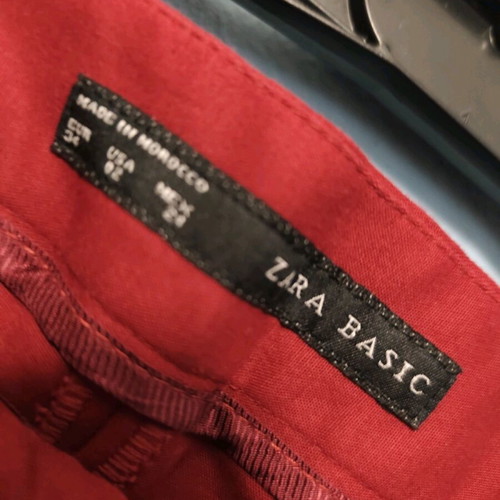 Zara red fabric pants like new, straight cut