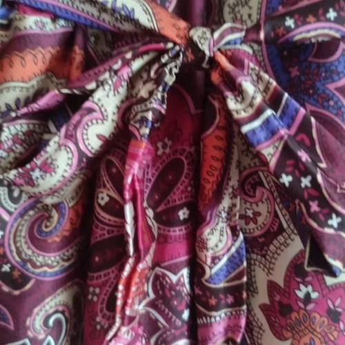 Boho Paisley Mini Dress Tunic with Belt satin texture, new, L-XL